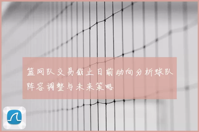 篮网队交易截止日前动向分析球队阵容调整与未来策略